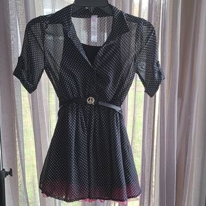 Girl's pokka dot dress with pink fun bottom